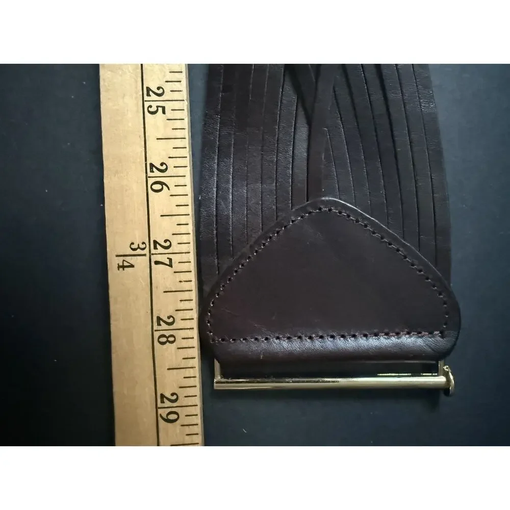Vtg. Womens Wide Belt OS Leather Brown Boho Reteo Elastic Classic 80s 90s Y2K